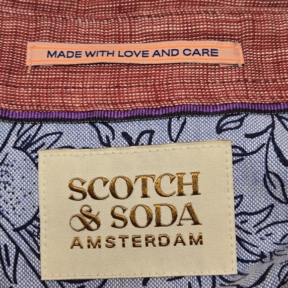 Scotch & Soda Red Linen Flip Up Cuffs Fall Shirt Size L - Picture 9 of 10